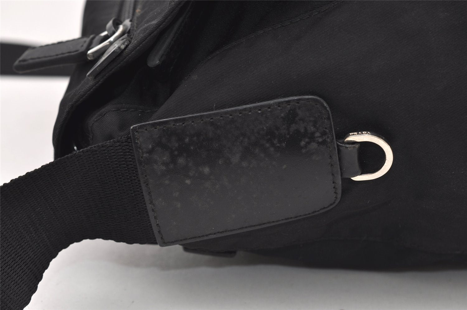 Authentic PRADA Nylon Tessuto Leather Shoulder Cross Body Bag BT6671 Black 2510J