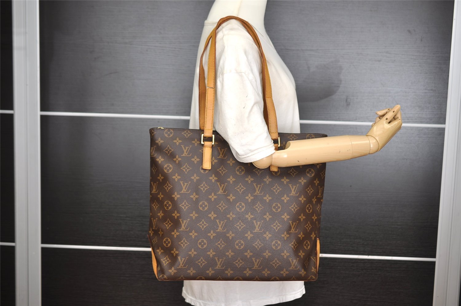 Authentic Louis Vuitton Monogram Cabas Mezzo Shoulder Tote Bag M51151 Junk 2513I