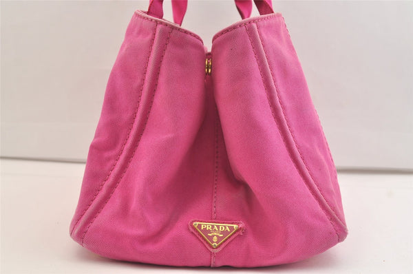 Authentic PRADA Vintage Canapa L Tote Hand Bag Denim Pink 2516K