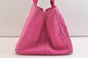 Authentic PRADA Vintage Canapa L Tote Hand Bag Denim Pink 2516K