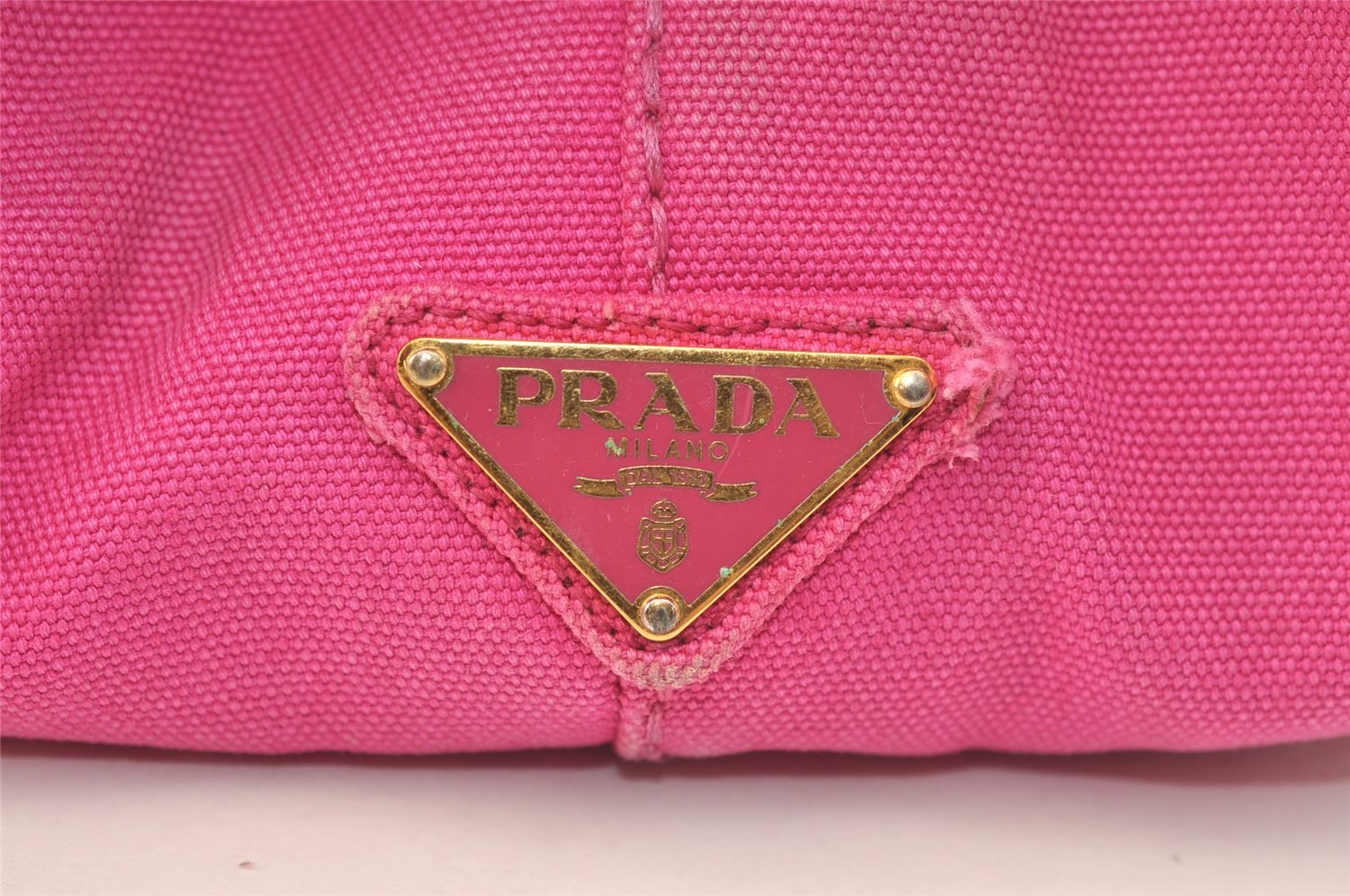 Authentic PRADA Vintage Canapa L Tote Hand Bag Denim Pink 2516K