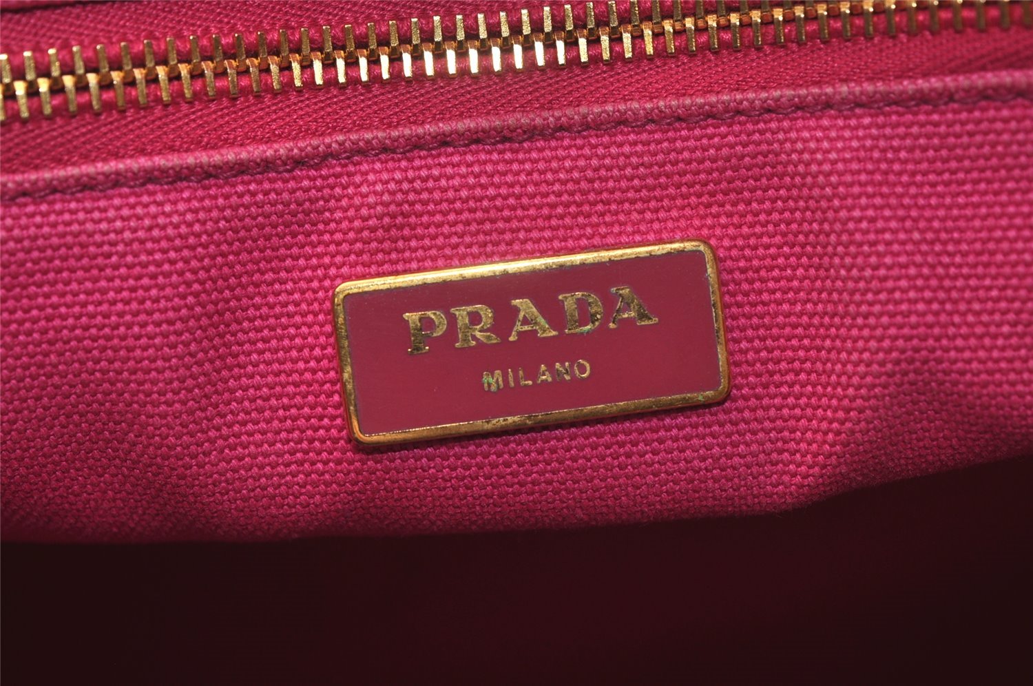 Authentic PRADA Vintage Canapa L Tote Hand Bag Denim Pink 2516K