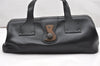 Authentic GUCCI Doctors Bag Hand Bag Leather Wood 104992 Black 2517K