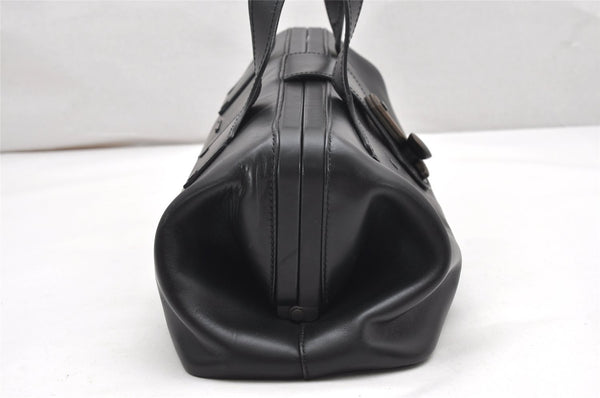 Authentic GUCCI Doctors Bag Hand Bag Leather Wood 104992 Black 2517K