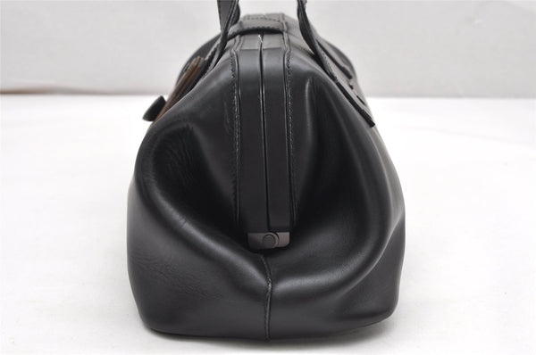 Authentic GUCCI Doctors Bag Hand Bag Leather Wood 104992 Black 2517K