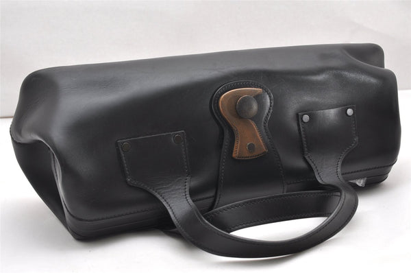 Authentic GUCCI Doctors Bag Hand Bag Leather Wood 104992 Black 2517K
