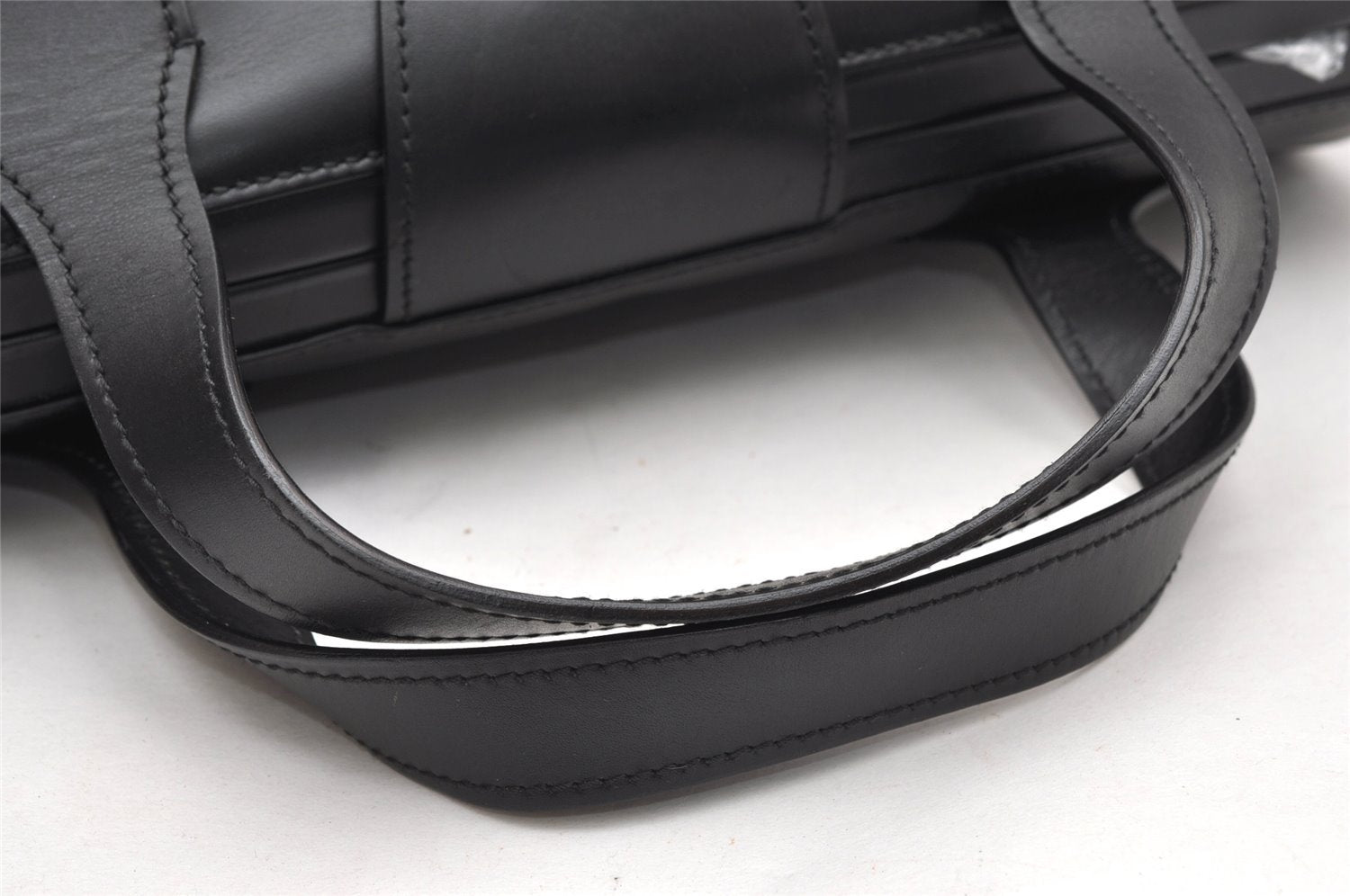 Authentic GUCCI Doctors Bag Hand Bag Leather Wood 104992 Black 2517K