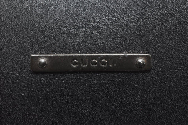 Authentic GUCCI Doctors Bag Hand Bag Leather Wood 104992 Black 2517K