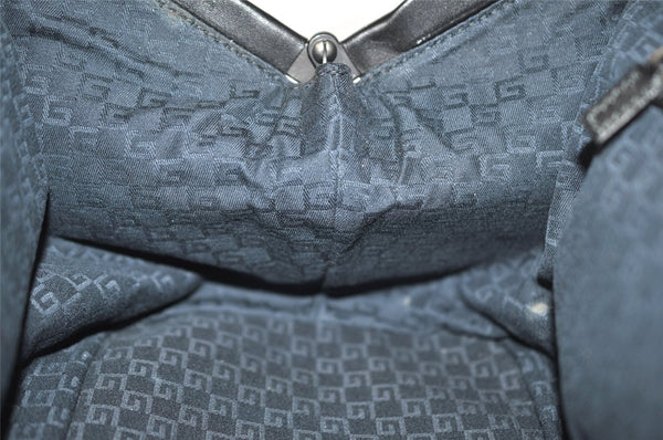 Authentic GUCCI Doctors Bag Hand Bag Leather Wood 104992 Black 2517K