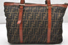 Authentic FENDI Vintage Zucca Shoulder Tote Bag Canvas Leather Brown Junk 2518K