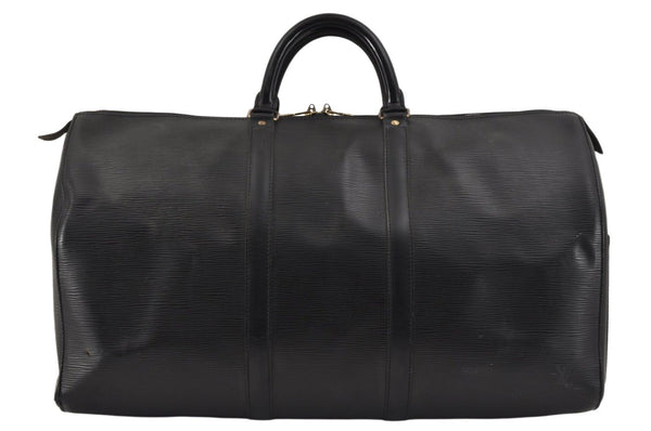 Authentic Louis Vuitton Epi Keepall 50 Boston Travel Bag Black M42952 LV 2522K