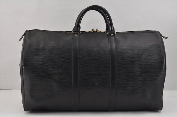 Authentic Louis Vuitton Epi Keepall 50 Boston Travel Bag Black M42952 LV 2522K