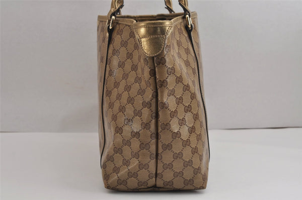 Authentic GUCCI GG Crystal Shoulder Tote Bag GG PVC Leather 197953 Brown 2524J