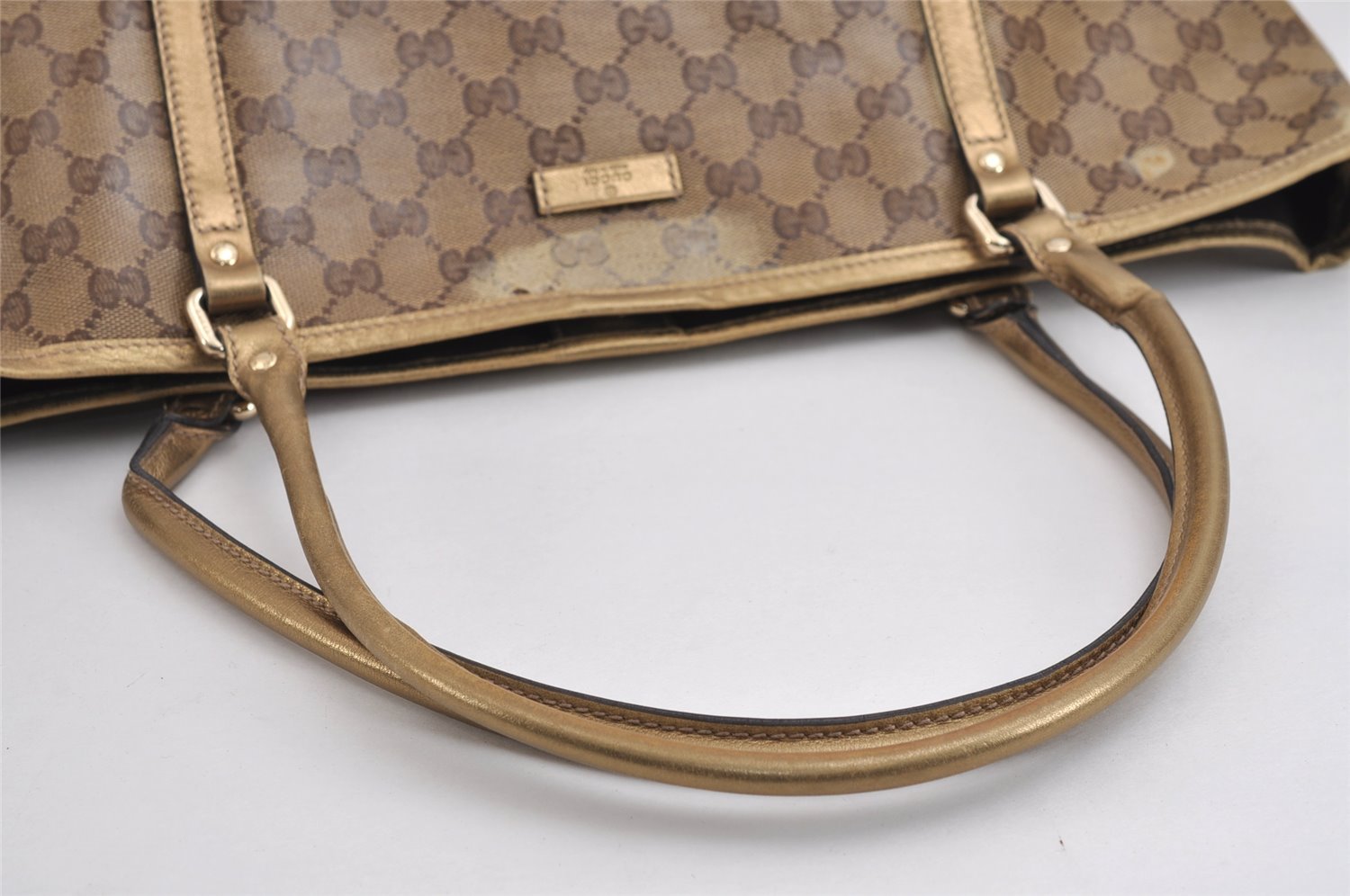 Authentic GUCCI GG Crystal Shoulder Tote Bag GG PVC Leather 197953 Brown 2524J