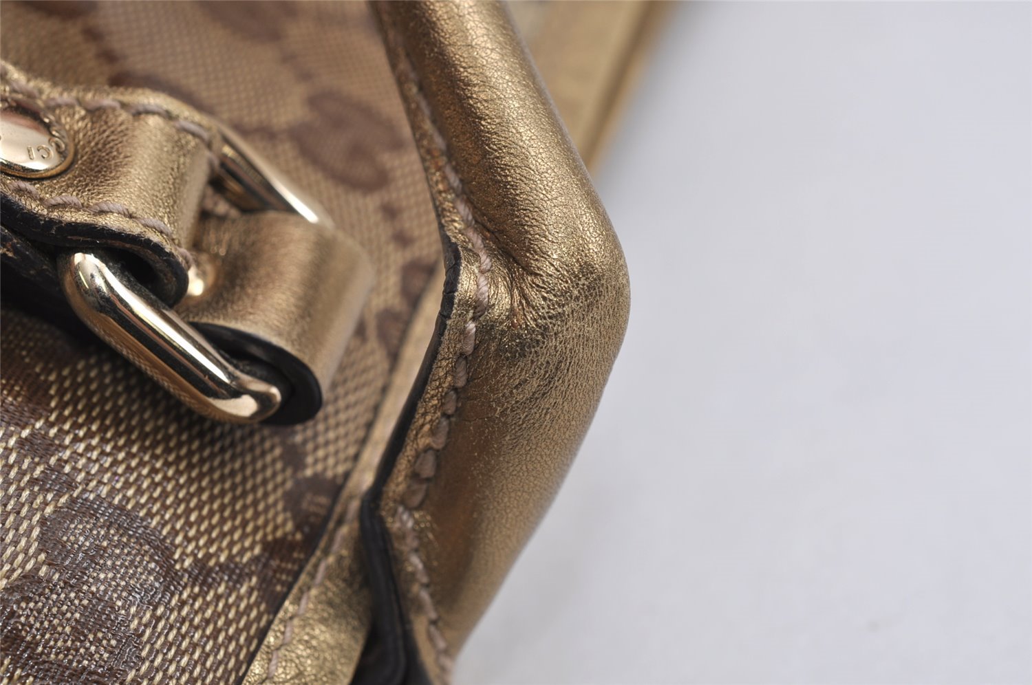 Authentic GUCCI GG Crystal Shoulder Tote Bag GG PVC Leather 197953 Brown 2524J