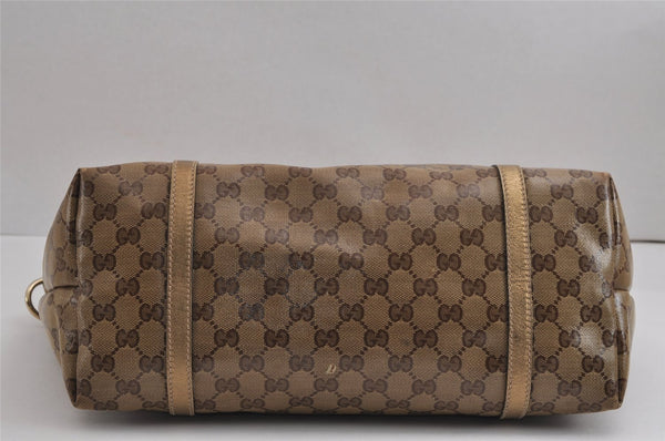 Authentic GUCCI GG Crystal Shoulder Tote Bag GG PVC Leather 197953 Brown 2524J