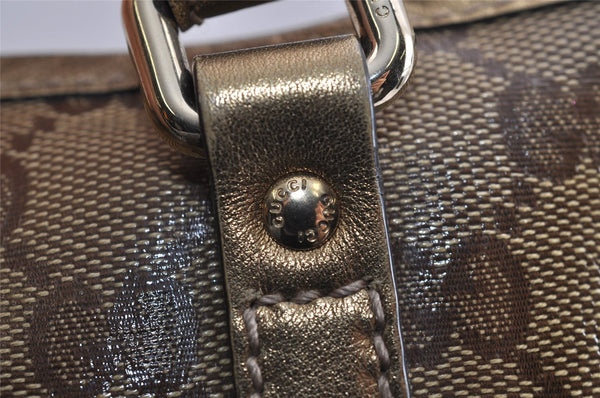 Authentic GUCCI GG Crystal Shoulder Tote Bag GG PVC Leather 197953 Brown 2524J