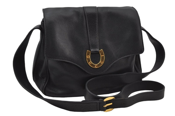 Authentic GUCCI Vintage Shoulder Cross Body Bag Purse Leather Black Junk 2526J