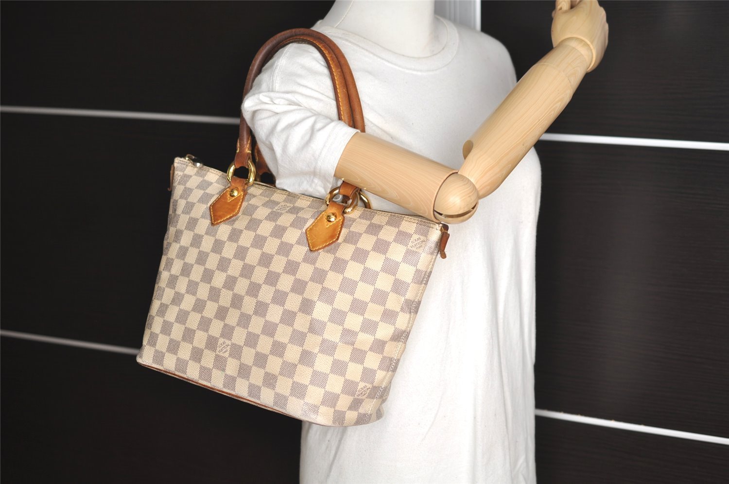 Authentic Louis Vuitton Damier Azur Saleya PM Shoulder Tote Bag N51186 LV 2527I