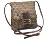 Authentic FENDI Zucchino Mamma Baguette Shoulder Bag Canvas Leather Brown 2527K