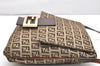 Authentic FENDI Zucchino Mamma Baguette Shoulder Bag Canvas Leather Brown 2527K