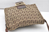 Authentic FENDI Zucchino Mamma Baguette Shoulder Bag Canvas Leather Brown 2527K