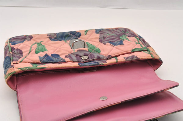 Authentic PRADA Flower Nylon Tessuto Saffiano Leather Shoulder Bag Pink 2528I