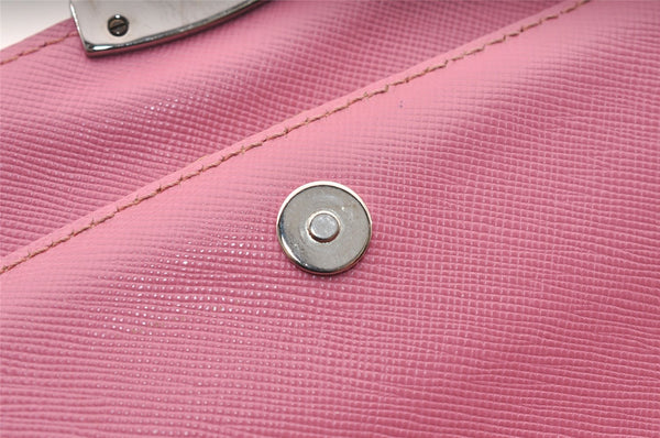 Authentic PRADA Flower Nylon Tessuto Saffiano Leather Shoulder Bag Pink 2528I