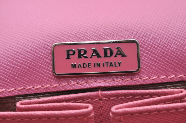 Authentic PRADA Flower Nylon Tessuto Saffiano Leather Shoulder Bag Pink 2528I