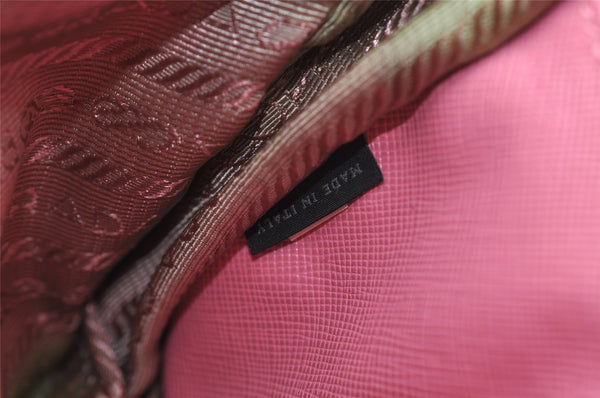 Authentic PRADA Flower Nylon Tessuto Saffiano Leather Shoulder Bag Pink 2528I
