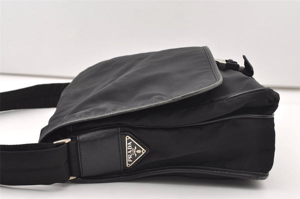 Authentic PRADA Nylon Tessuto Leather Shoulder Cross Body Bag Black 2528J