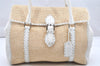 Authentic FENDI Selleria Shoulder Hand Bag Raffia Leather Beige White 2532K