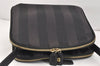 Authentic FENDI Pequin Shoulder Cross Body Bag Purse Canvas Leather Black 2533K