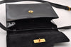 Authentic Vintage GUCCI Shoulder Cross Body Bag Purse Enamel Leather Black 2537I