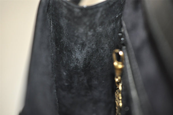 Authentic Vintage GUCCI Shoulder Cross Body Bag Purse Enamel Leather Black 2537I