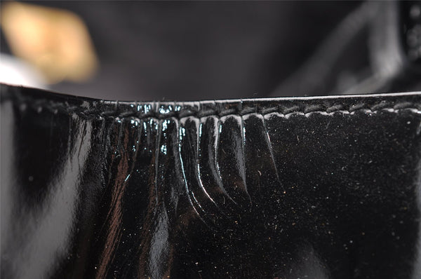 Authentic Vintage GUCCI Shoulder Cross Body Bag Purse Enamel Leather Black 2537I