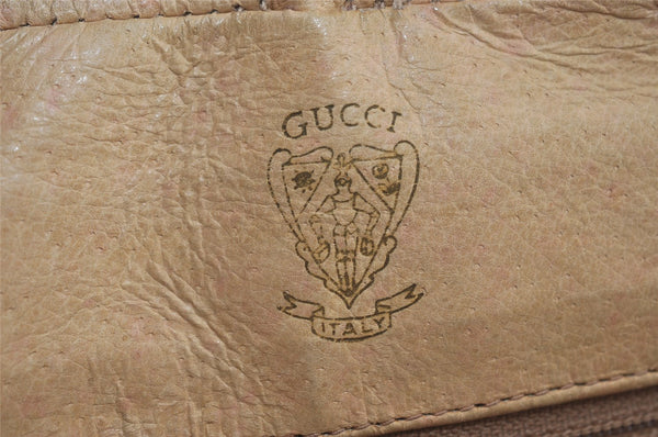 Authentic GUCCI Web Sherry Line Micro GG Shoulder Bag PVC Leather Brown 2538I
