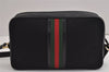Authentic GUCCI Web Sherry Line Micro GG Canvas Leather Shoulder Bag Black 2539J