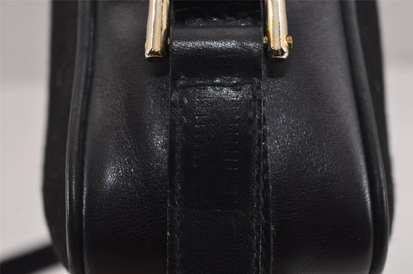 Authentic GUCCI Web Sherry Line Micro GG Canvas Leather Shoulder Bag Black 2539J