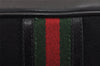 Authentic GUCCI Web Sherry Line Micro GG Canvas Leather Shoulder Bag Black 2539J