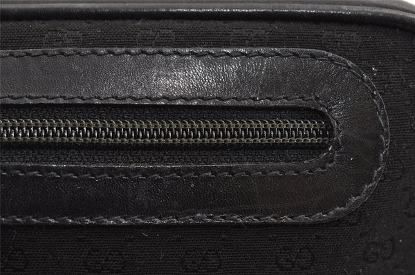 Authentic GUCCI Web Sherry Line Micro GG Canvas Leather Shoulder Bag Black 2539J