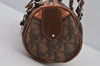 Authentic Christian Dior Trotter Romantic Hand Bag Purse PVC Leather Brown 2541J