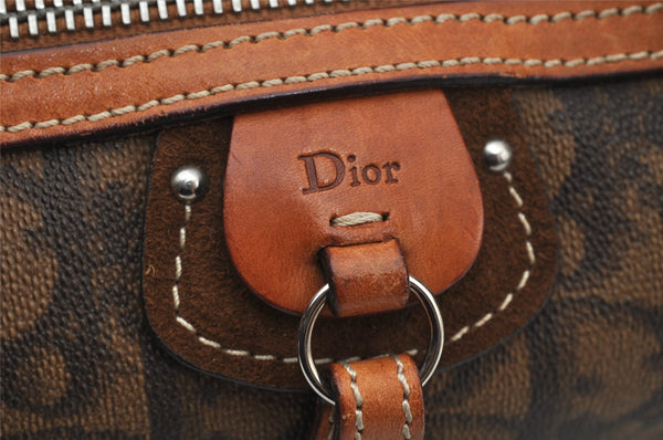 Authentic Christian Dior Trotter Romantic Hand Bag Purse PVC Leather Brown 2541J