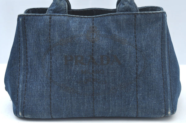 Authentic PRADA Vintage DENIM Canapa SS Tote Hand Bag Purse BN2439 Blue 2544I