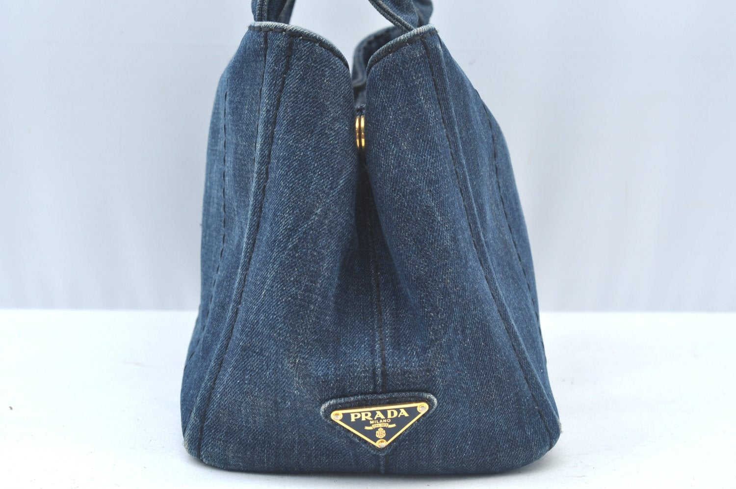 Authentic PRADA Vintage DENIM Canapa SS Tote Hand Bag Purse BN2439 Blue 2544I