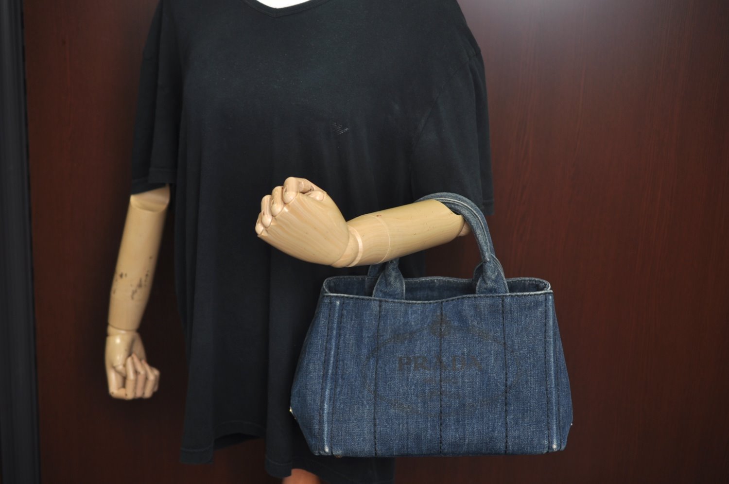 Authentic PRADA Vintage DENIM Canapa SS Tote Hand Bag Purse BN2439 Blue 2544I