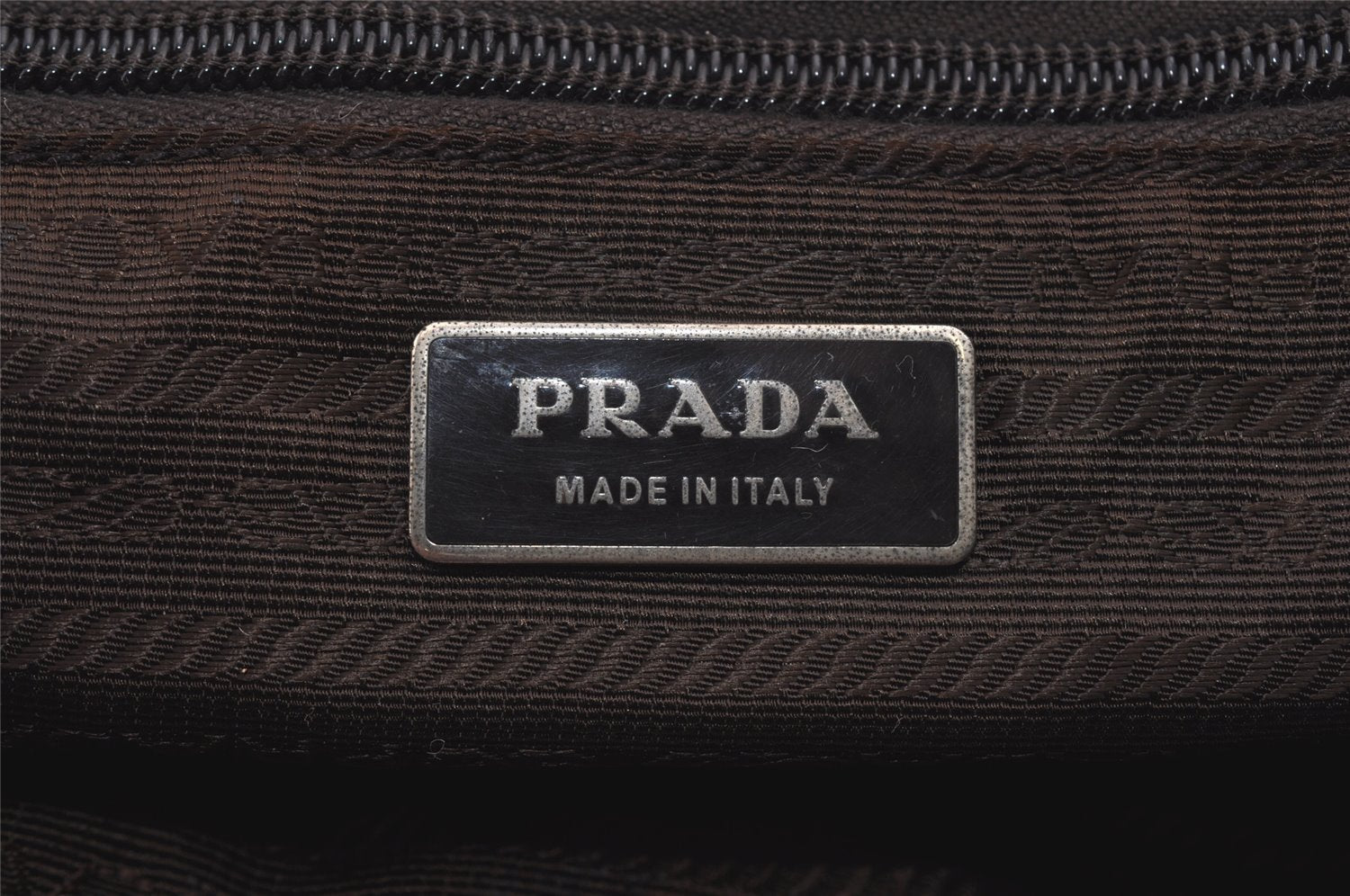 Authentic PRADA Nylon Tessuto Leather Shoulder Tote Bag Purse Khaki Brown 2546I