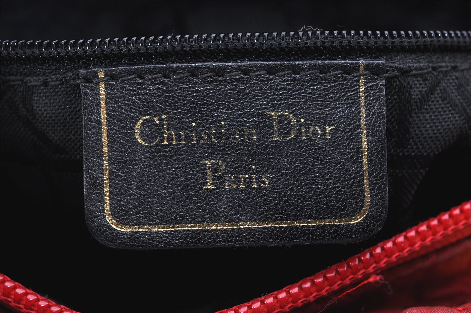 Authentic Christian Dior Lady Dior Nylon Cannage Hand Bag Purse Red CD 2546J