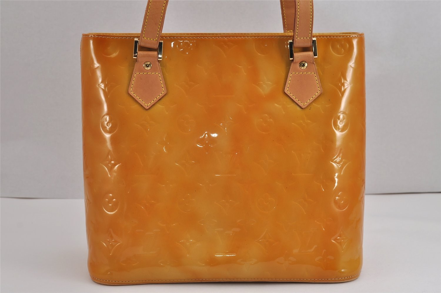 Authentic Louis Vuitton Vernis Houston Shoulder Hand Bag Yellow M91004 LV 2548J