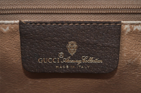 Authentic GUCCI Web Sherry Line Shoulder Cross Bag GG PVC Leather Brown 2549I